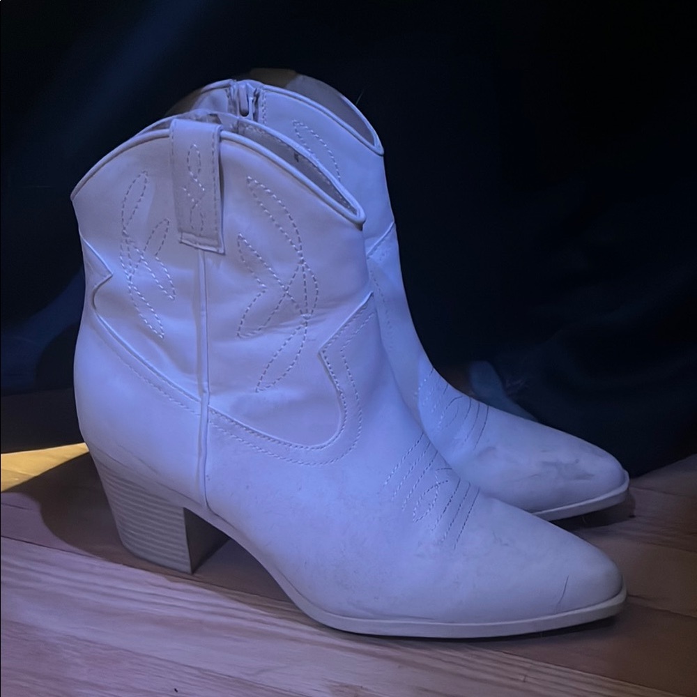White Western Ankle Boots